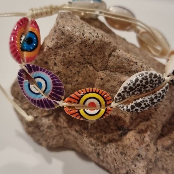 New FP Artisan Hand Painted Shell Adjustable Bracelet/Anklet - Picture 3 of 5